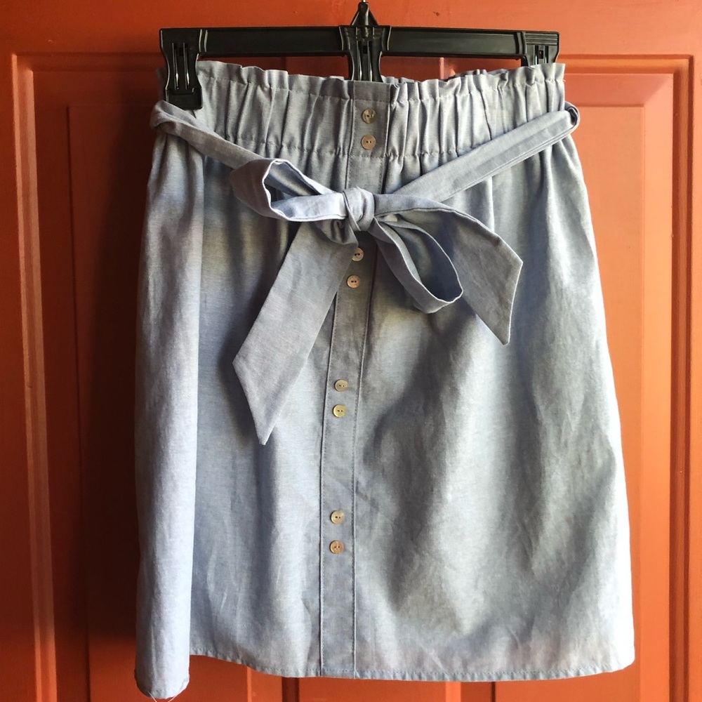 Denim Skirt with Paper-bag waist tie